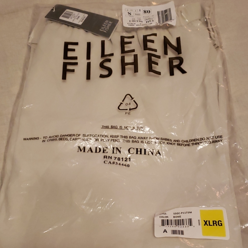 NWT Eileen Fisher wide leg silk georgette pants